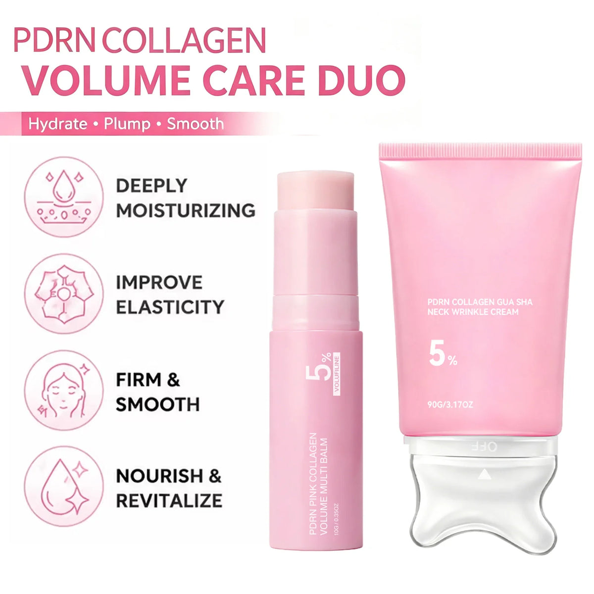 PDRN balm stick and gua sha neck cream set
