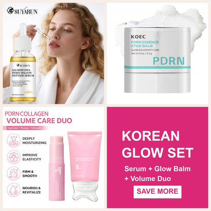 Korean Glow Set – PDRN Serum, Glow Balm & Volume Duo